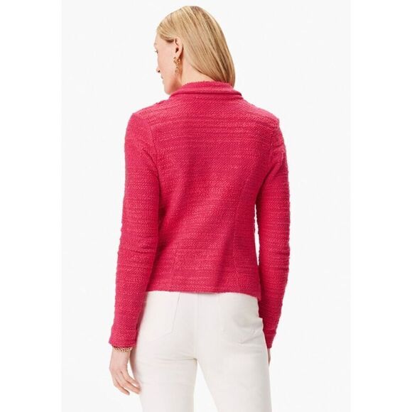 Nic + Zoe Textured Femme Knit Jacket Blazer Bright Rose Women's Size XL NWT $198 - Picture 2 of 7